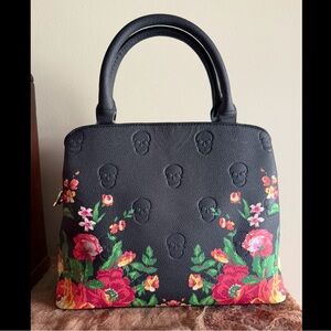 Betsey Johnson Skull Embossed Floral Handbag